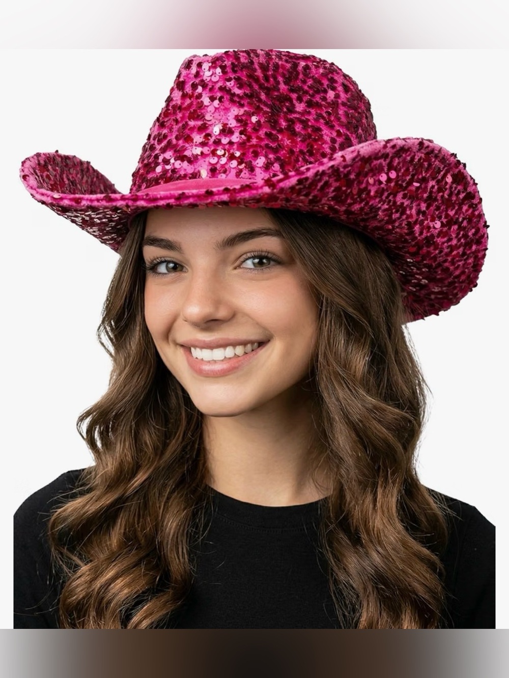 Hot Pink Sequin Cowgirl Hat , for Women
Lightweight Sparkly Cowboy Hat with Sun